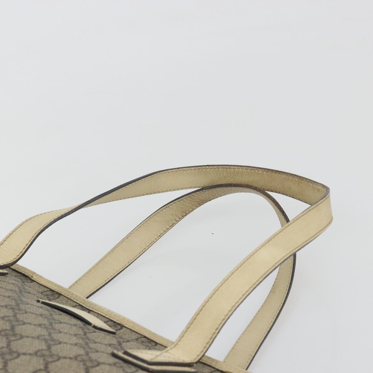 GUCCI GG Supreme Tote Bag PVC Beige Silver 211138 Auth mr2860