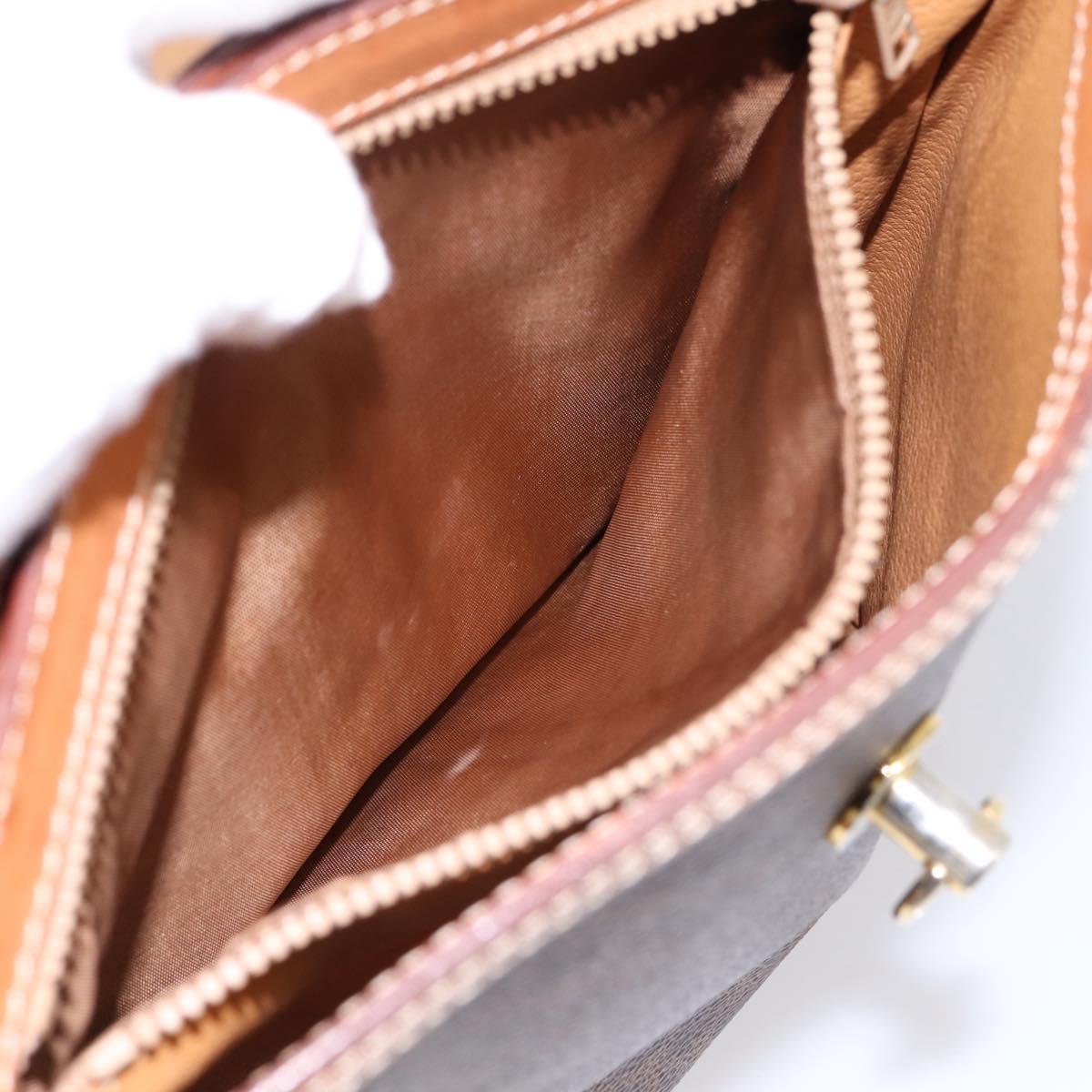 CELINE Macadam Canvas Shoulder Bag PVC Leather Brown Gold Auth mr2861