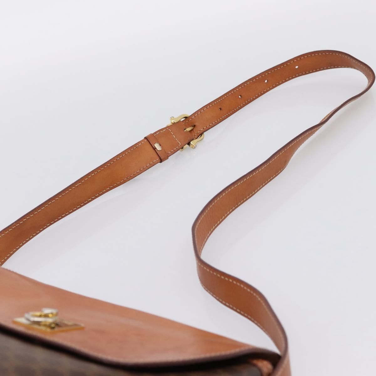 CELINE Macadam Canvas Shoulder Bag PVC Leather Brown Gold Auth mr2861