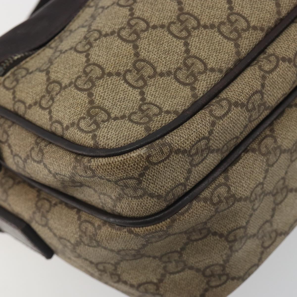 GUCCI GG Supreme Shoulder Bag PVC Beige Silver 114531 Auth mr2862