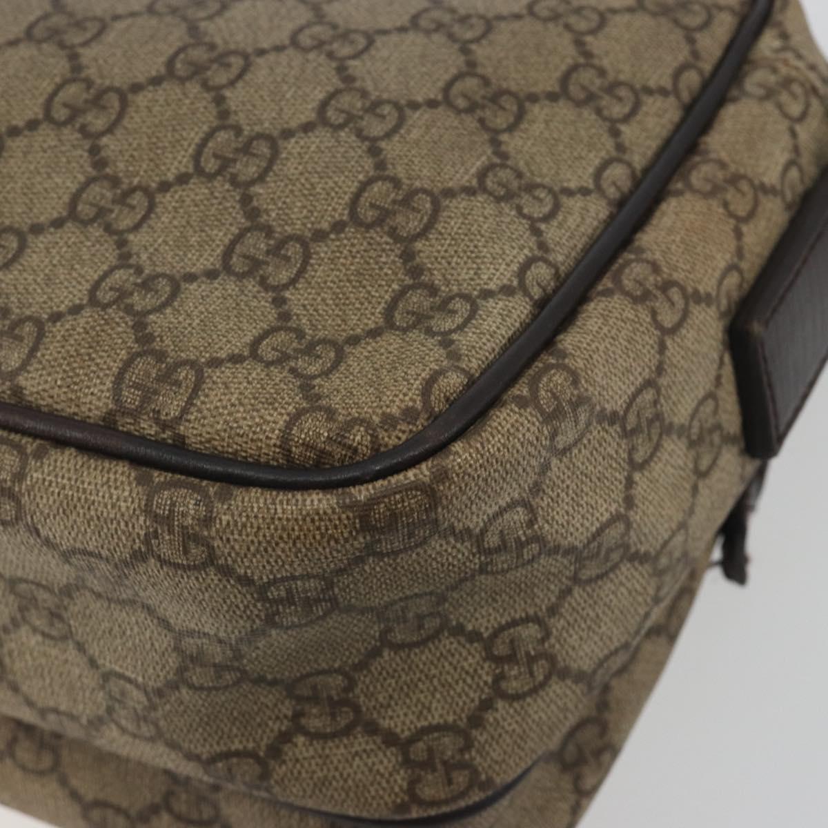GUCCI GG Supreme Shoulder Bag PVC Beige Silver 114531 Auth mr2862