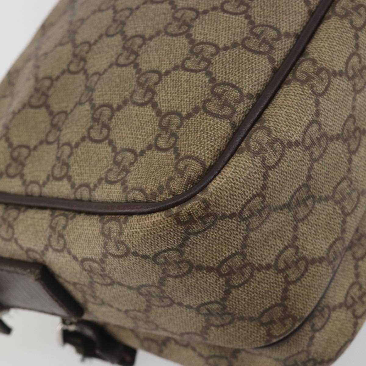 GUCCI GG Supreme Shoulder Bag PVC Beige Silver 114531 Auth mr2862