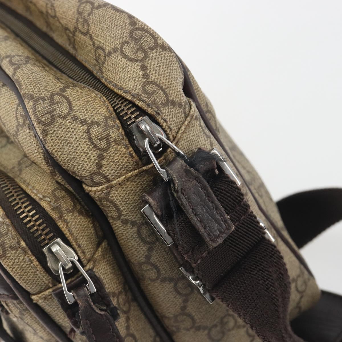 GUCCI GG Supreme Shoulder Bag PVC Beige Silver 114531 Auth mr2862