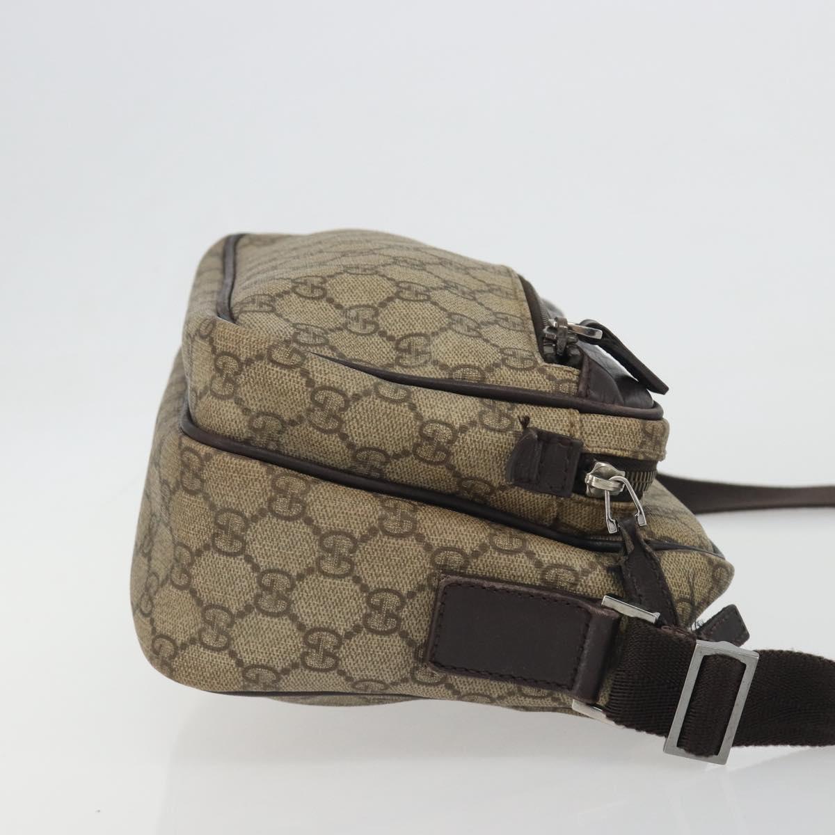 GUCCI GG Supreme Shoulder Bag PVC Beige Silver 114531 Auth mr2862