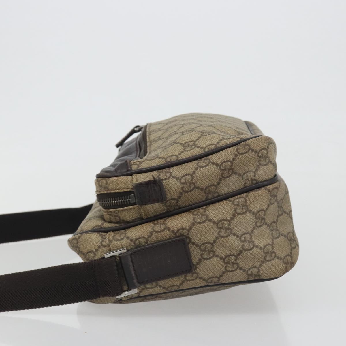 GUCCI GG Supreme Shoulder Bag PVC Beige Silver 114531 Auth mr2862