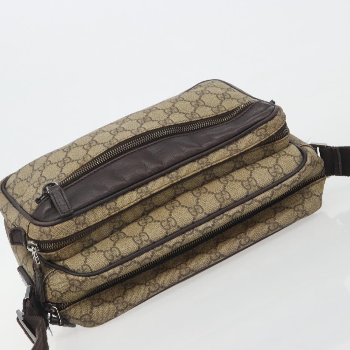 GUCCI GG Supreme Shoulder Bag PVC Beige Silver 114531 Auth mr2862