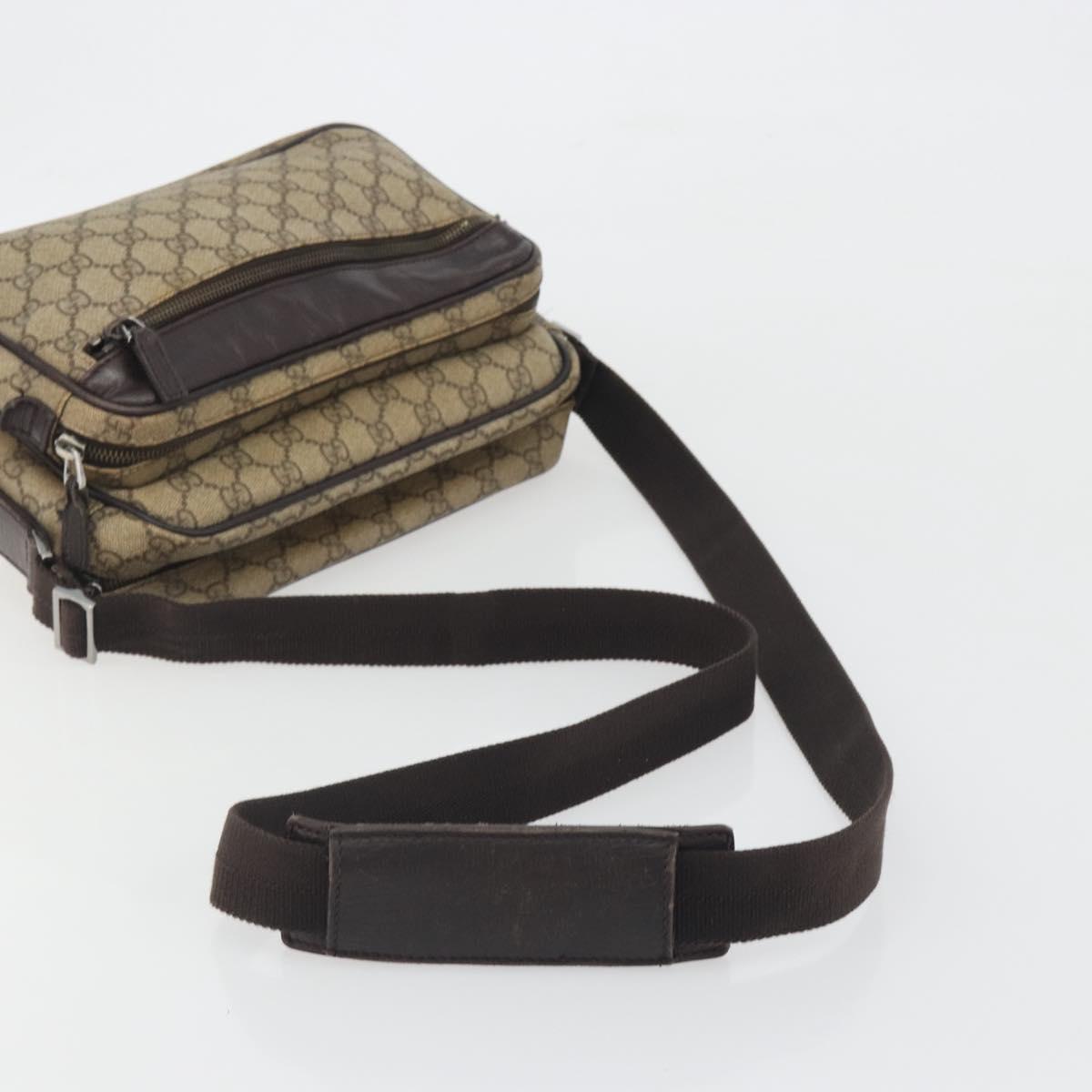 GUCCI GG Supreme Shoulder Bag PVC Beige Silver 114531 Auth mr2862