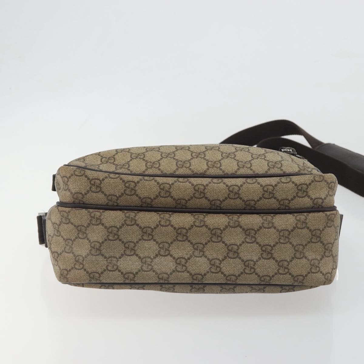 GUCCI GG Supreme Shoulder Bag PVC Beige Silver 114531 Auth mr2862