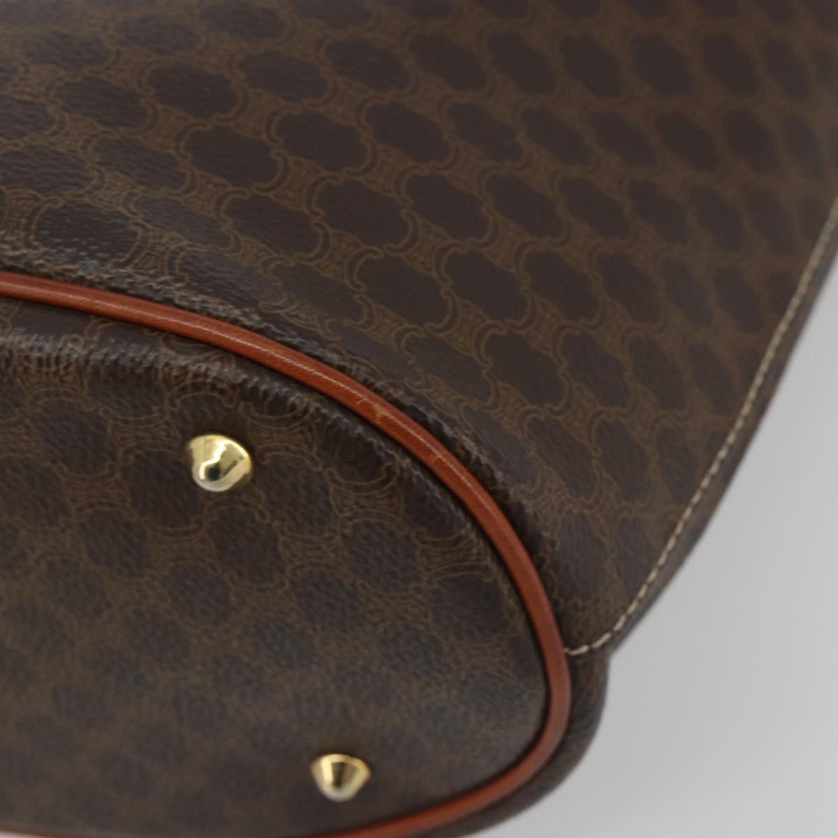 CELINE Macadam Canvas Tote Bag PVC Leather Brown Gold Auth mr2863