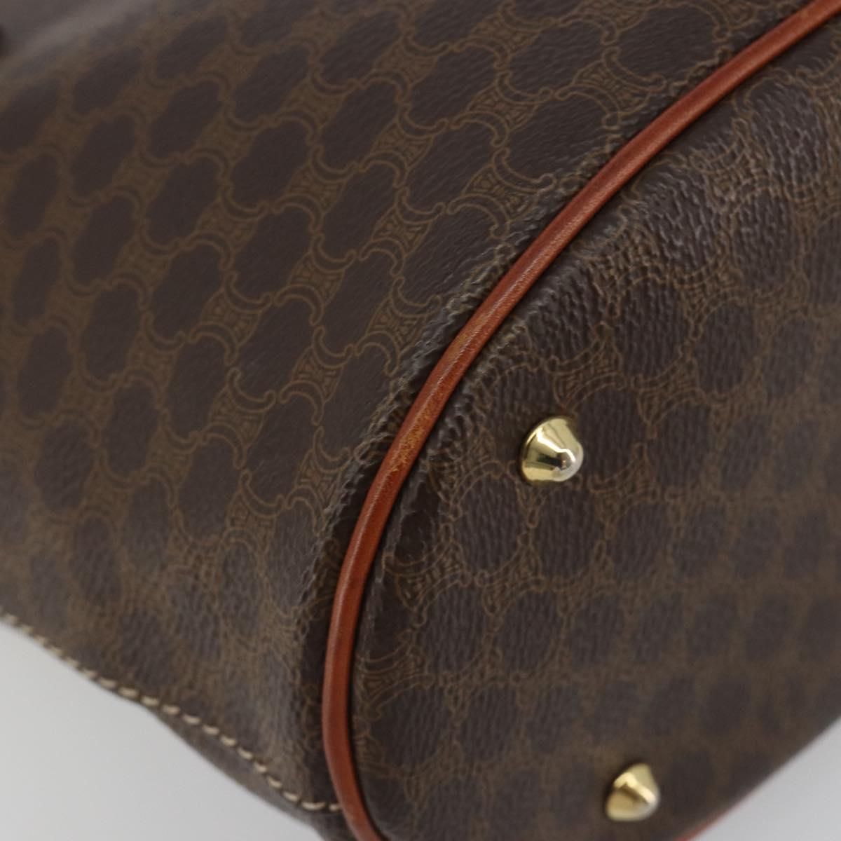 CELINE Macadam Canvas Tote Bag PVC Leather Brown Gold Auth mr2863