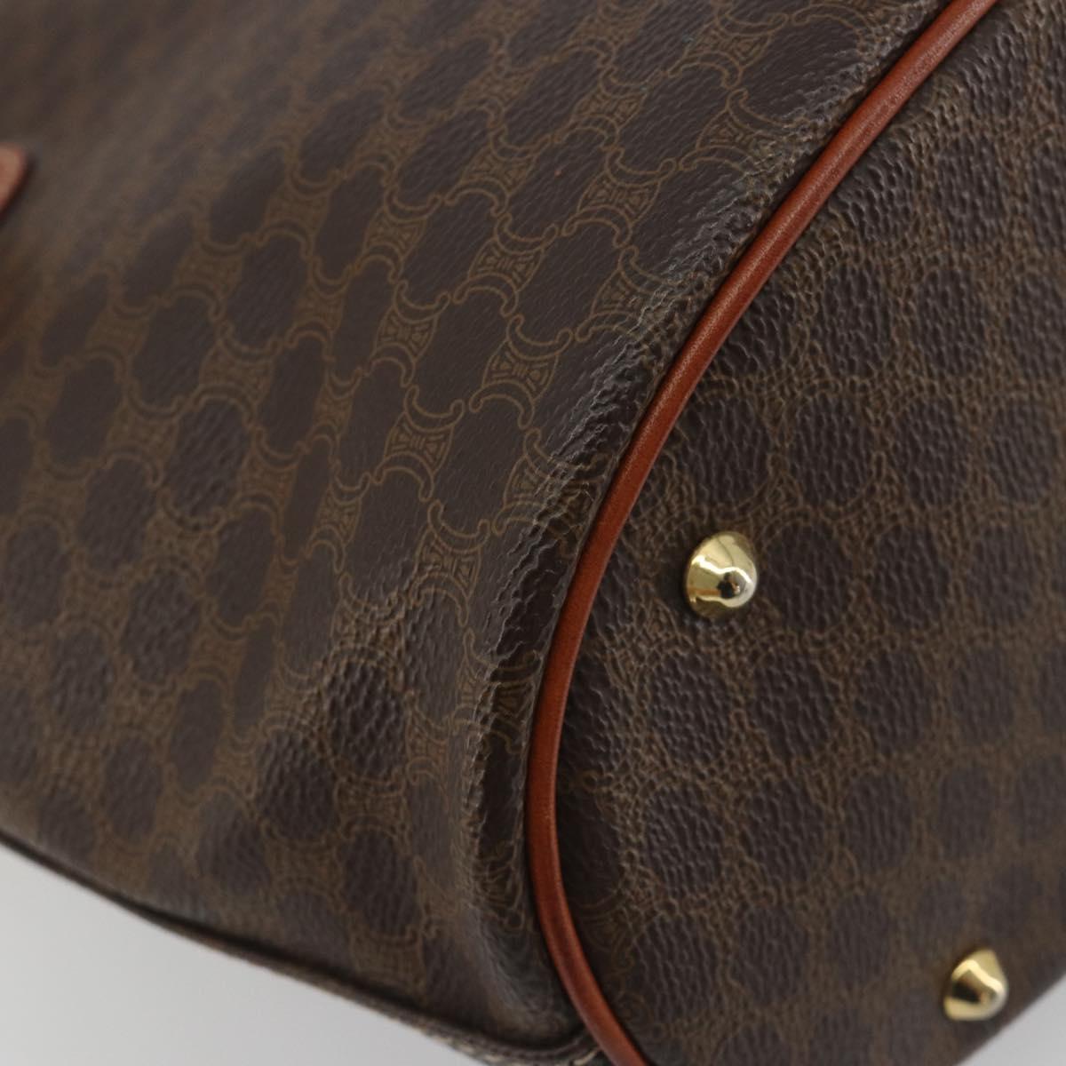 CELINE Macadam Canvas Tote Bag PVC Leather Brown Gold Auth mr2863