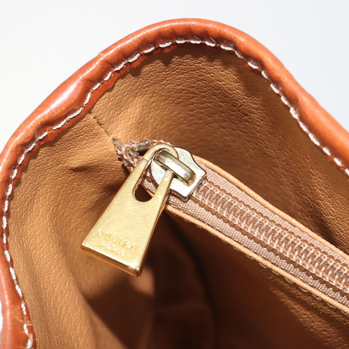CELINE Macadam Canvas Tote Bag PVC Leather Brown Gold Auth mr2863