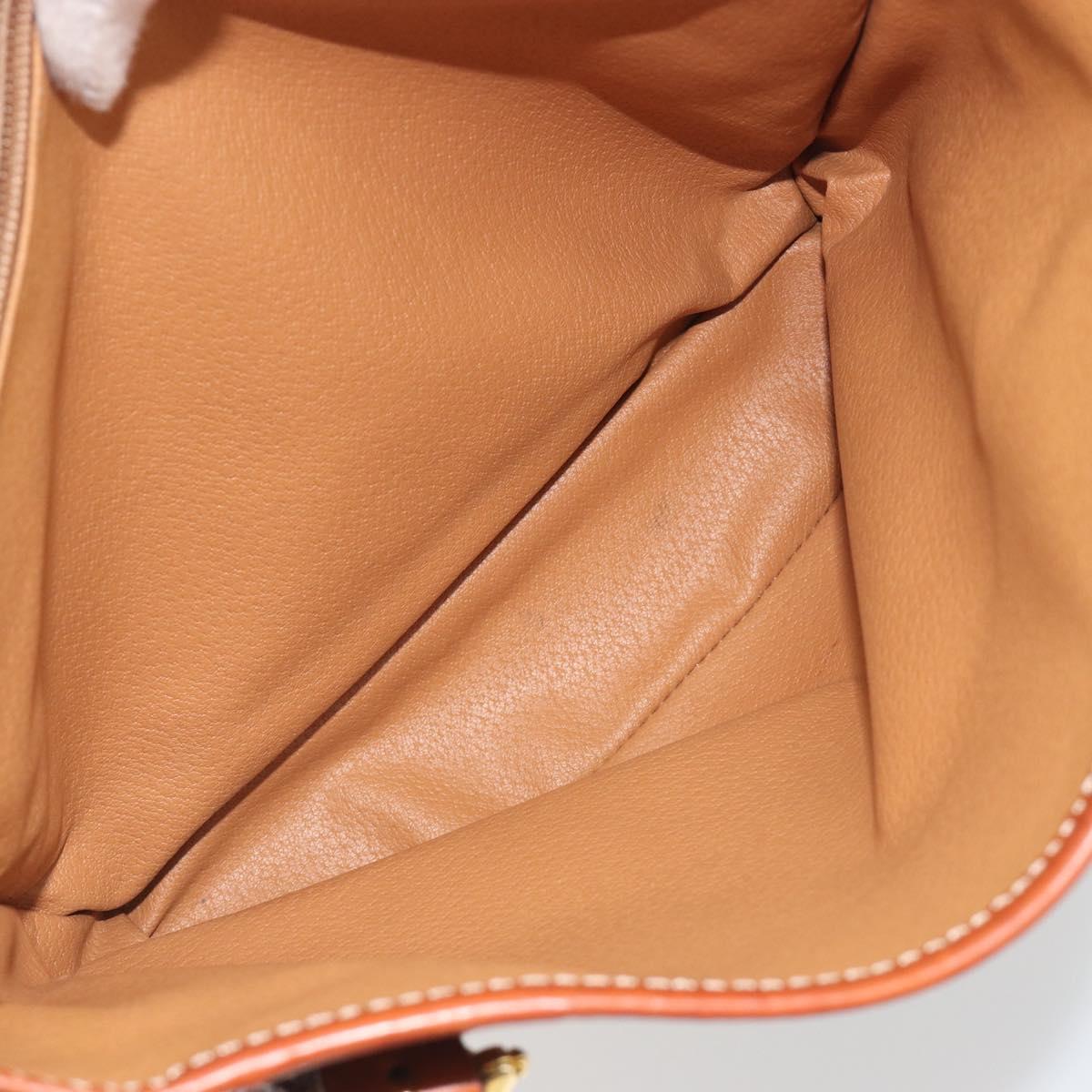 CELINE Macadam Canvas Tote Bag PVC Leather Brown Gold Auth mr2863