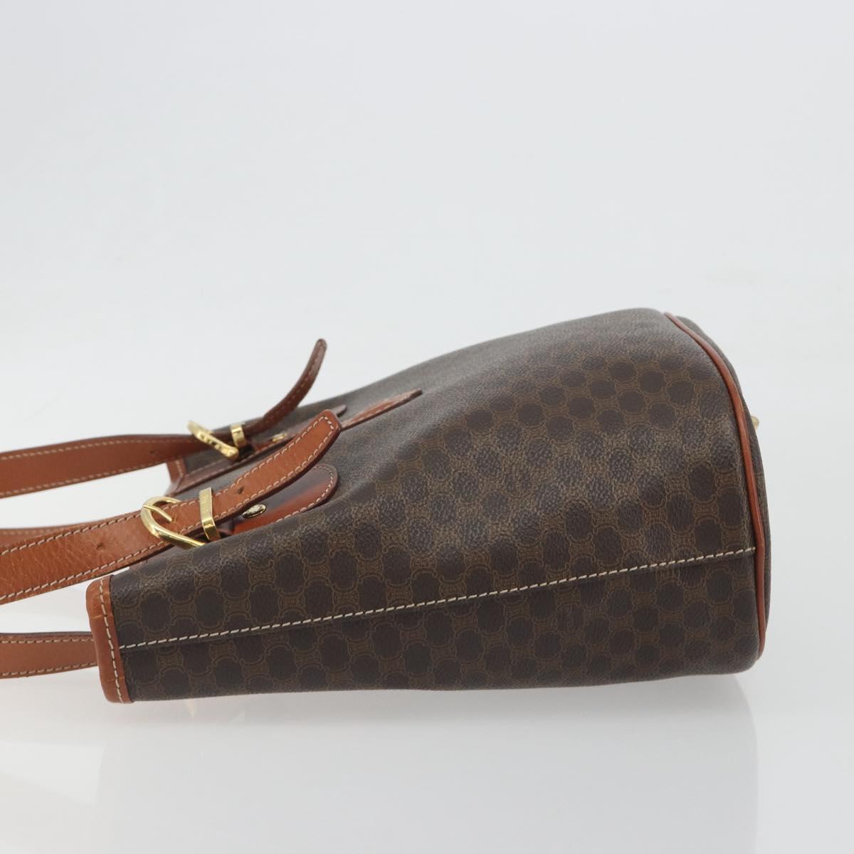 CELINE Macadam Canvas Tote Bag PVC Leather Brown Gold Auth mr2863