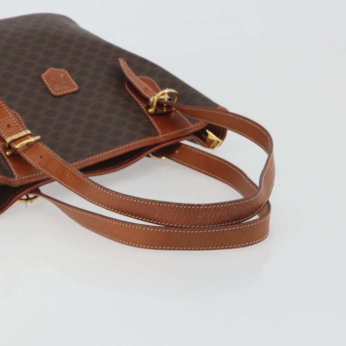 CELINE Macadam Canvas Tote Bag PVC Leather Brown Gold Auth mr2863