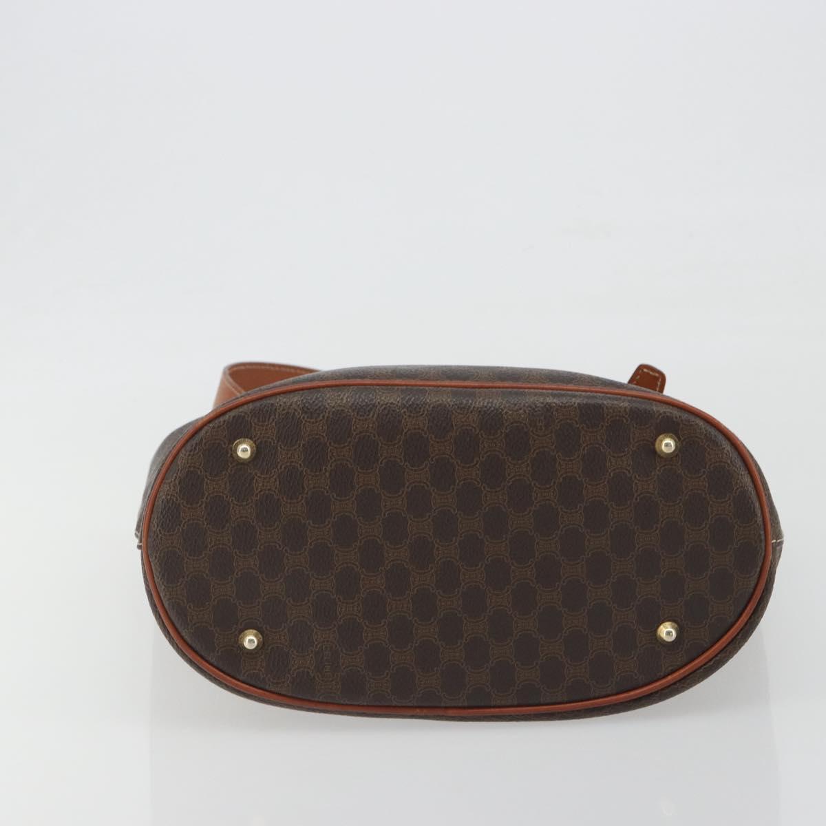 CELINE Macadam Canvas Tote Bag PVC Leather Brown Gold Auth mr2863