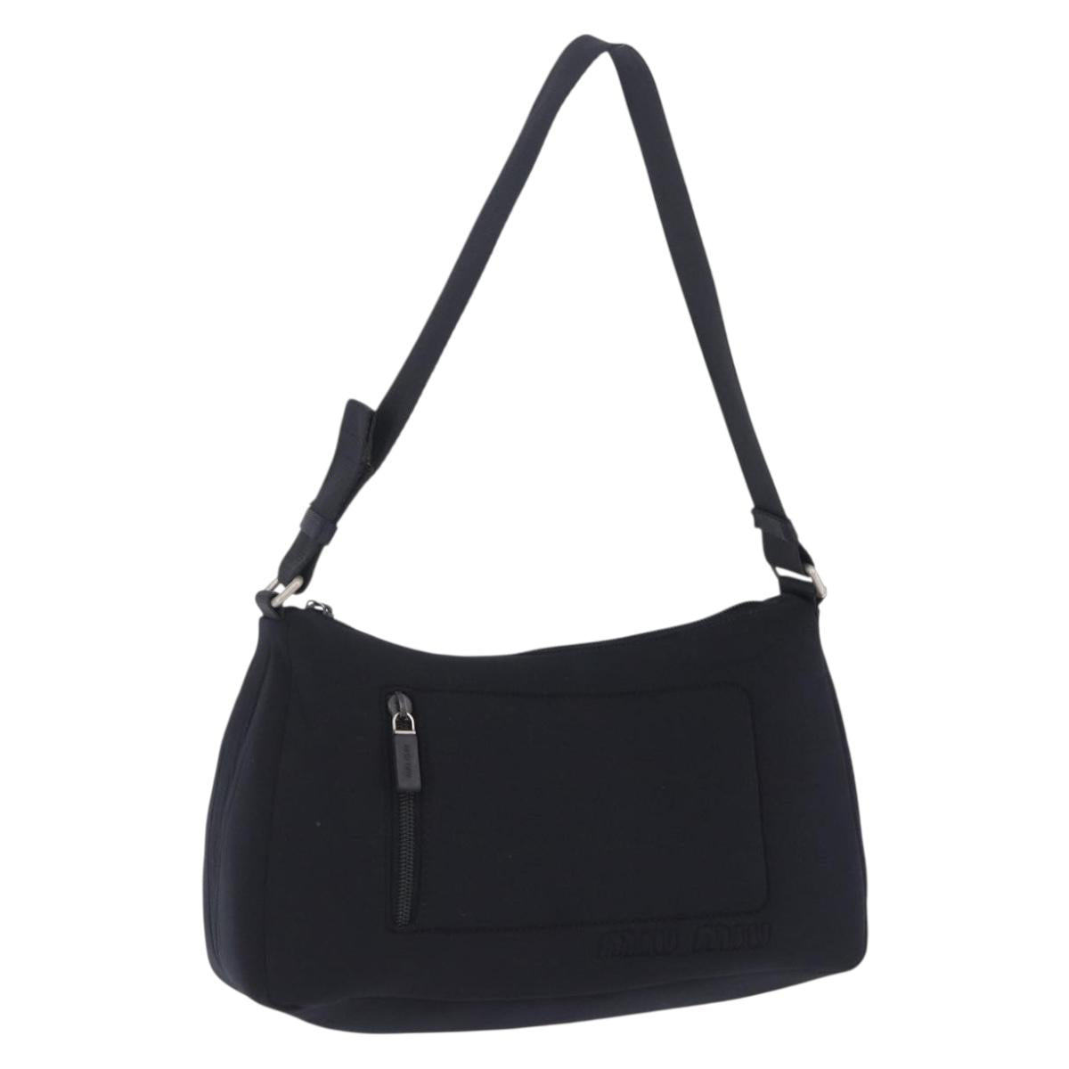Miu Miu Shoulder Bag Nylon Black Silver Auth mr2866A