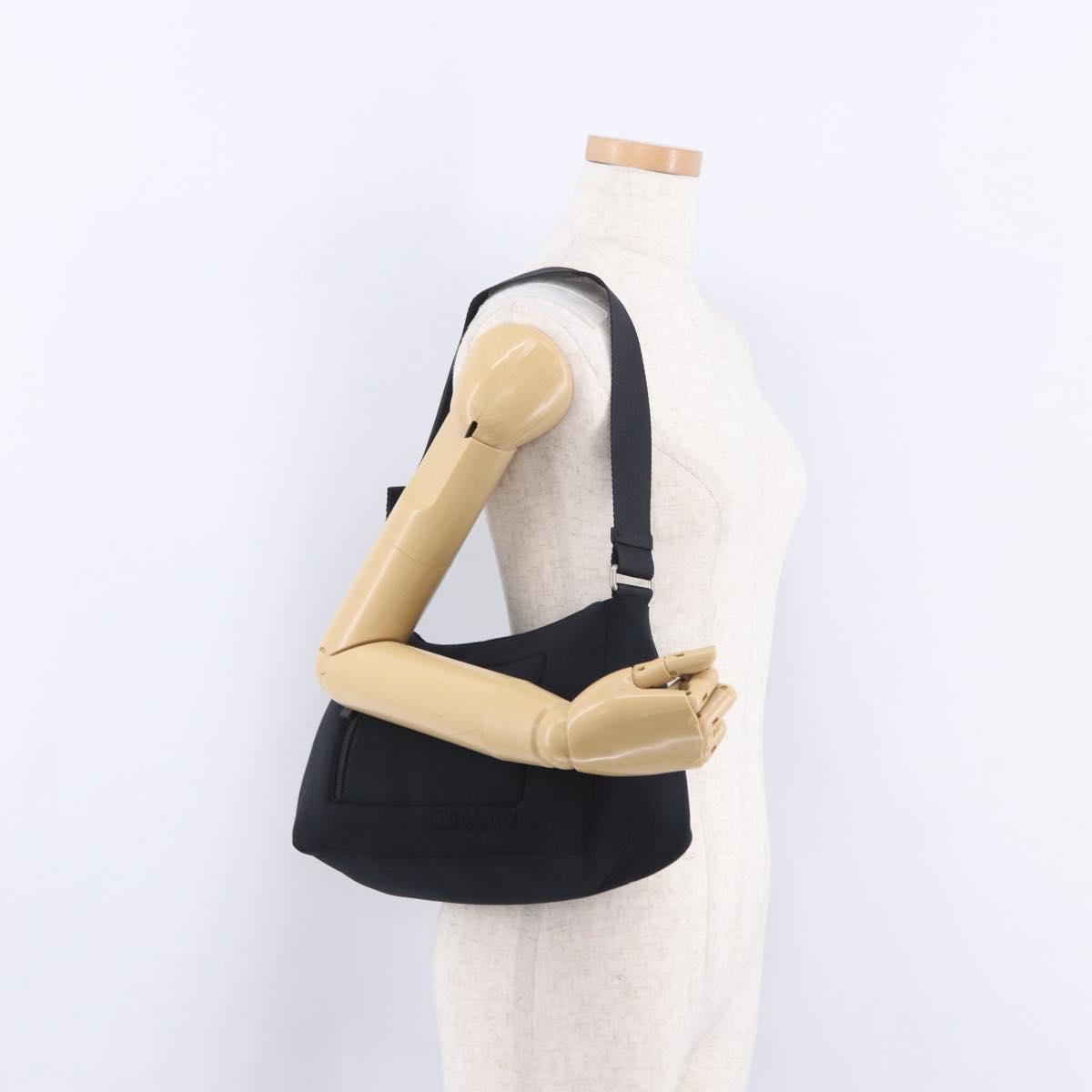 Miu Miu Shoulder Bag Nylon Black Silver Auth mr2866A