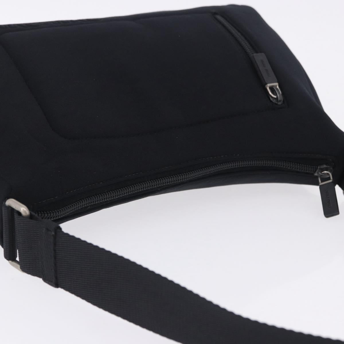 Miu Miu Shoulder Bag Nylon Black Silver Auth mr2866A