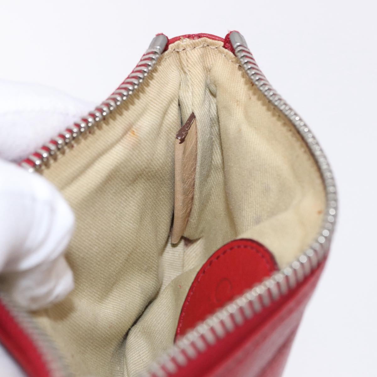 Chloe Accessory Pouch Leather Red Gold Silver Auth mr2868A