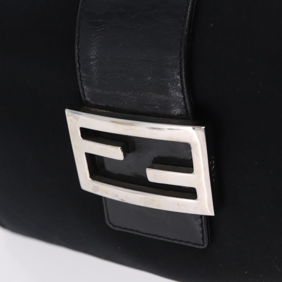 FENDI Zucchino Canvas Mamma Baguette Hand Bag Black Silver Auth mr2871A