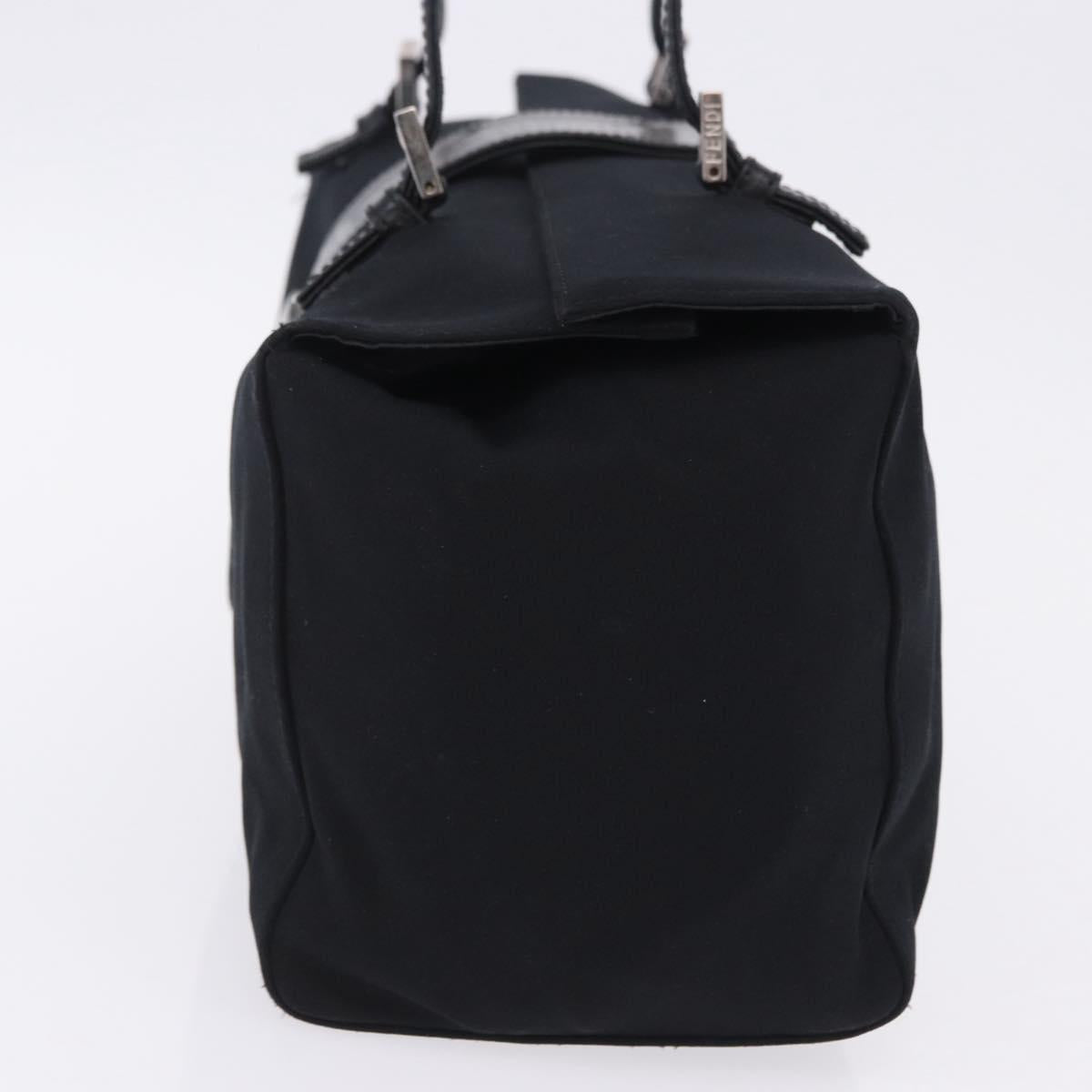 FENDI Zucchino Canvas Mamma Baguette Hand Bag Black Silver Auth mr2871A