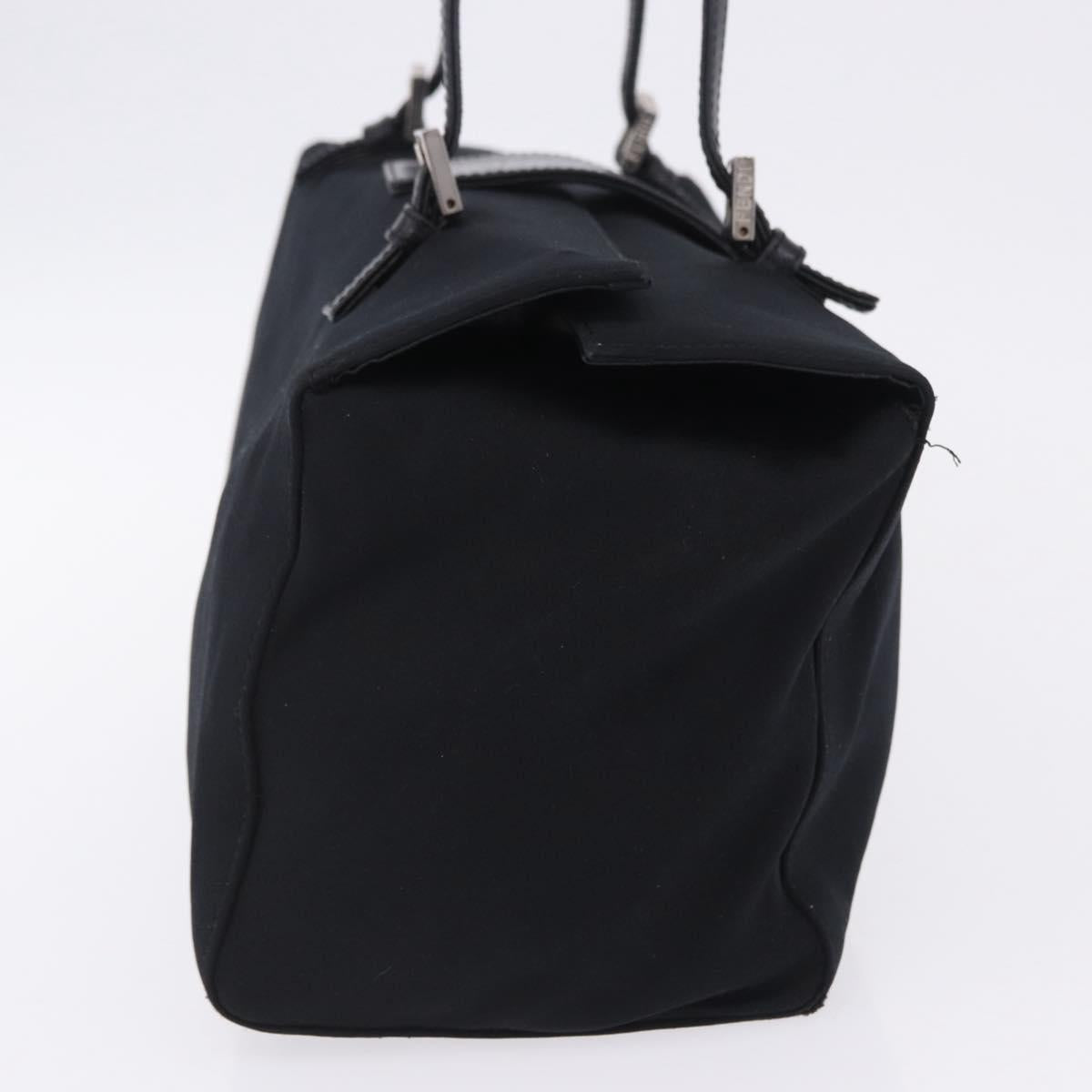 FENDI Zucchino Canvas Mamma Baguette Hand Bag Black Silver Auth mr2871A