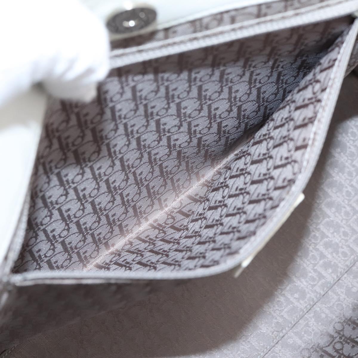 Christian Dior Canage Hand Bag Leather White Silver Auth mr2872V