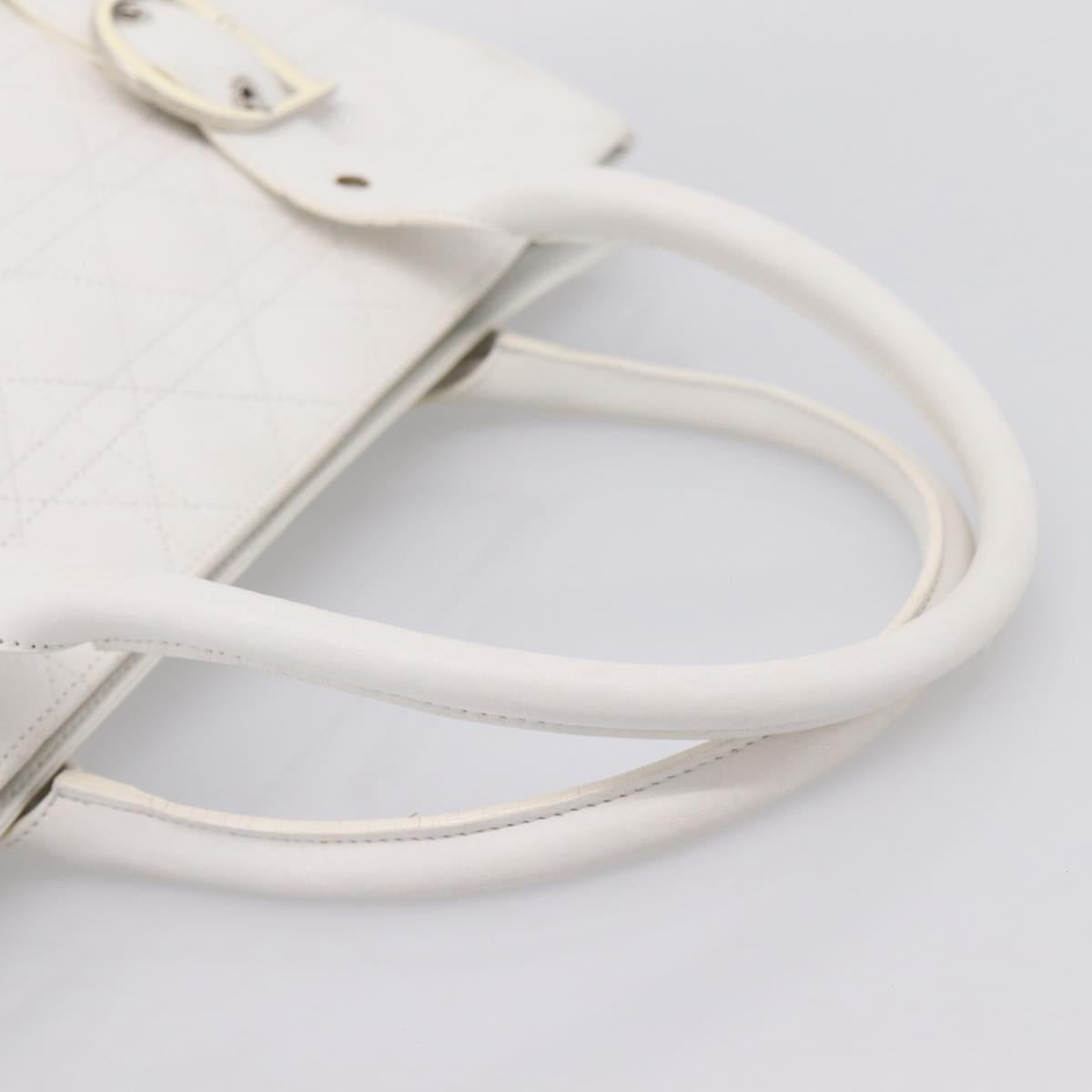 Christian Dior Canage Hand Bag Leather White Silver Auth mr2872V