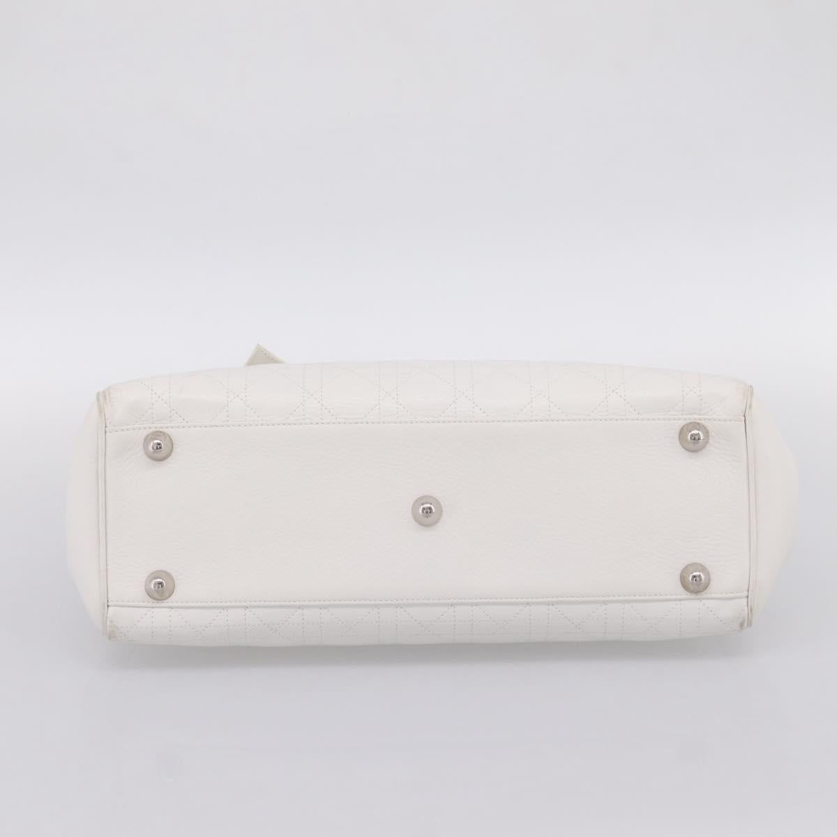 Christian Dior Canage Hand Bag Leather White Silver Auth mr2872V