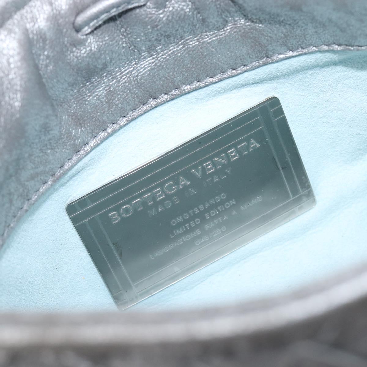 BOTTEGA VENETA INTRECCIATO Pouch Leather Silver 161358 Auth mr2873V