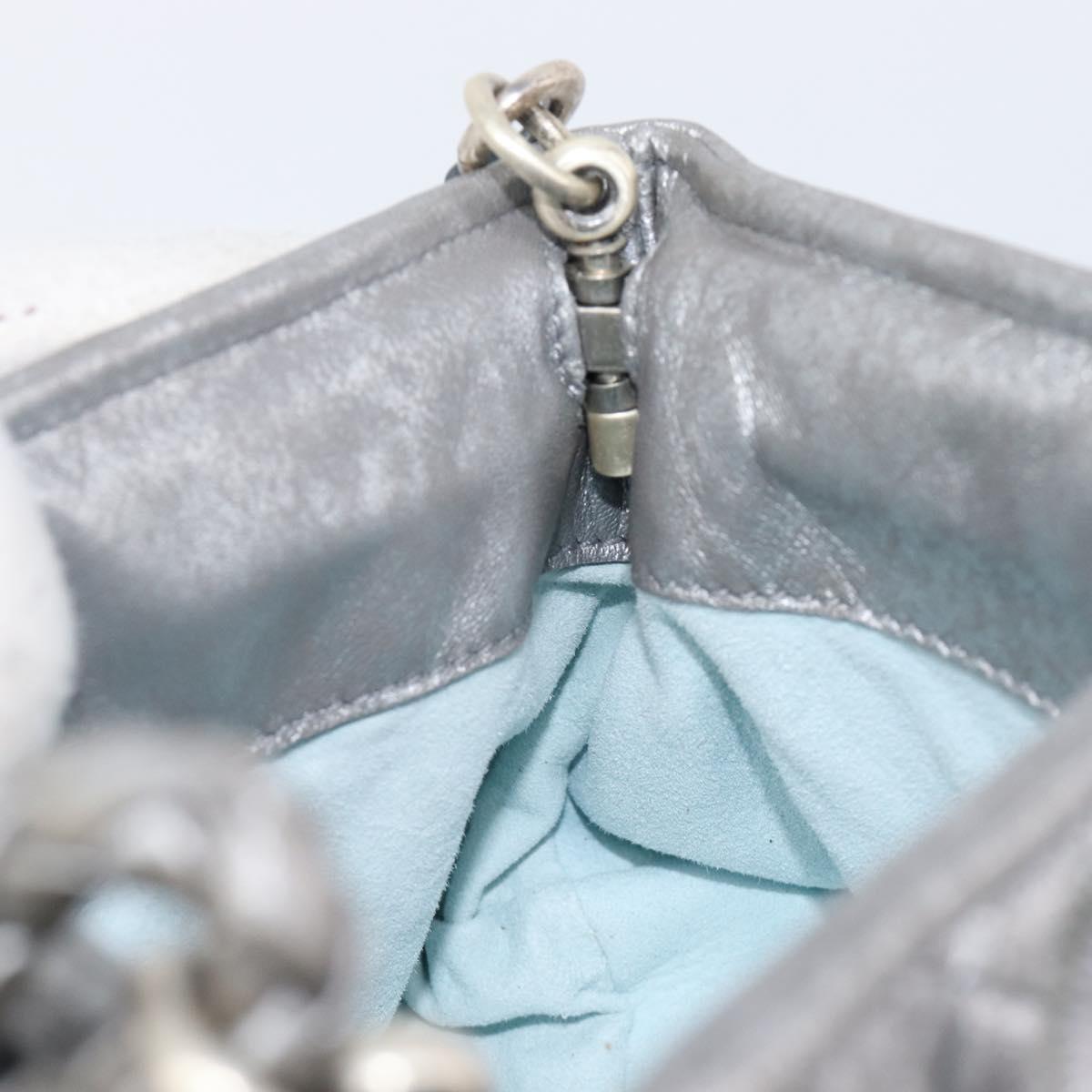 BOTTEGA VENETA INTRECCIATO Pouch Leather Silver 161358 Auth mr2873V