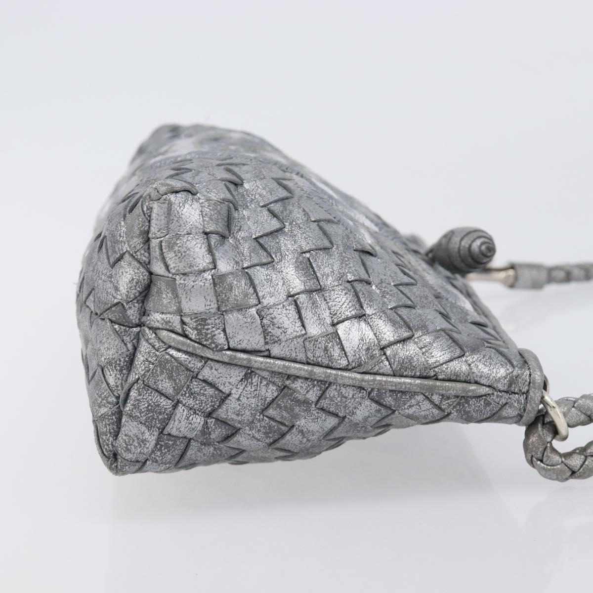 BOTTEGA VENETA INTRECCIATO Pouch Leather Silver 161358 Auth mr2873V