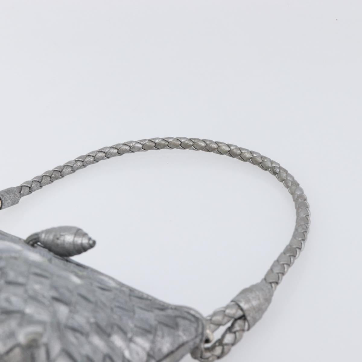 BOTTEGA VENETA INTRECCIATO Pouch Leather Silver 161358 Auth mr2873V