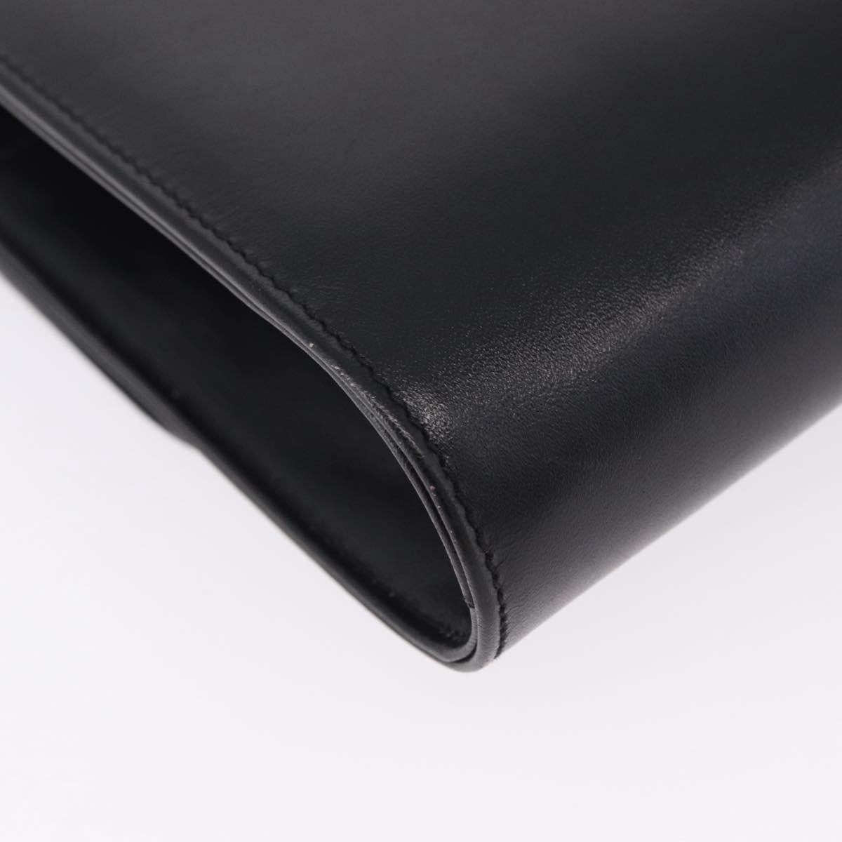 CELINE Chain Shoulder Bag Leather Black Gold Auth mr2876A