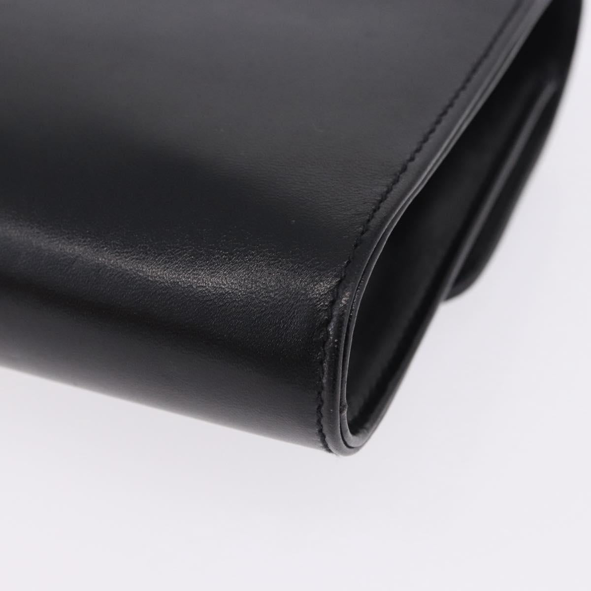 CELINE Chain Shoulder Bag Leather Black Gold Auth mr2876A