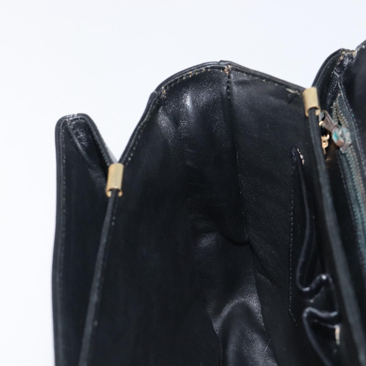 CELINE Shoulder Bag Leather Black Gold Auth mr2877