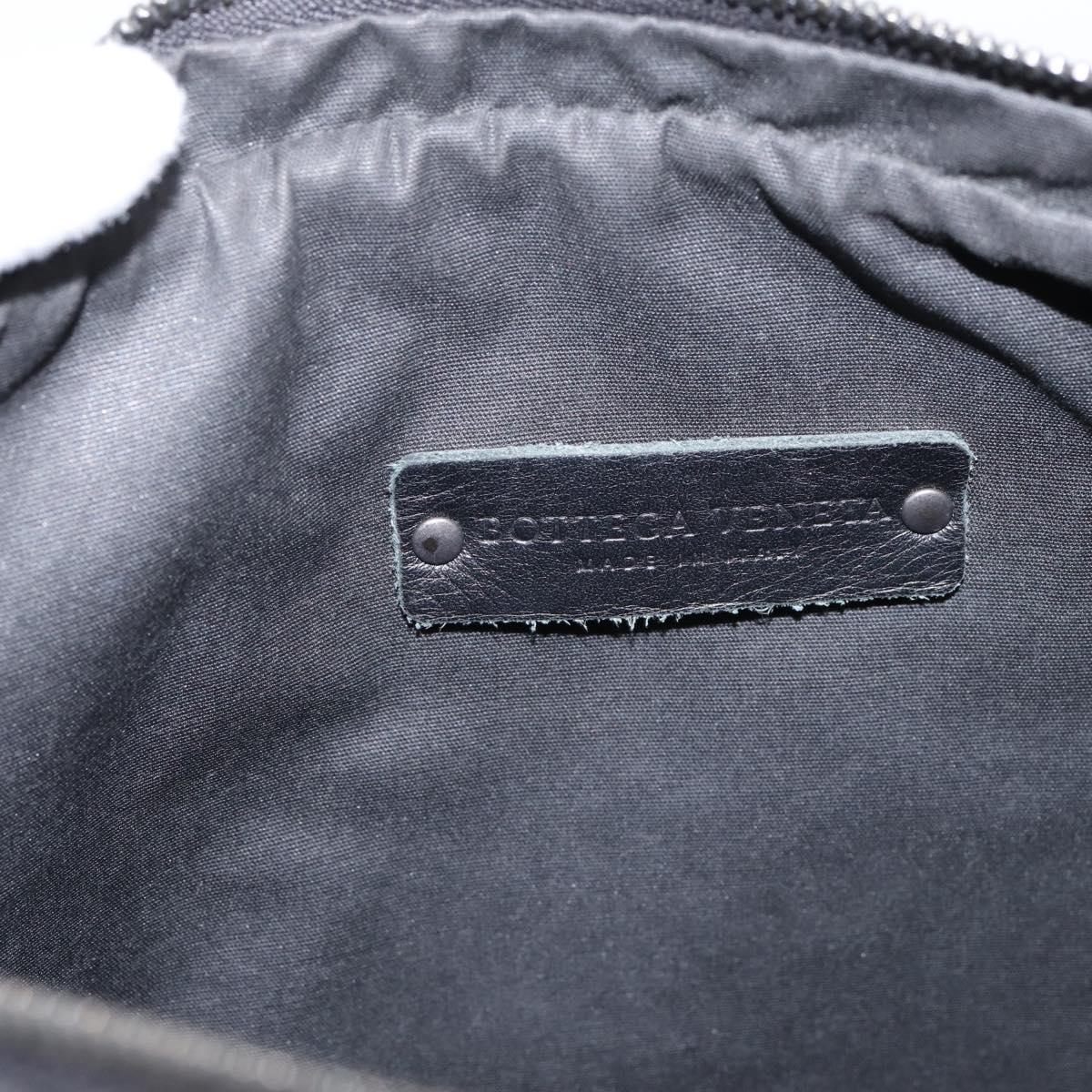 BOTTEGA VENETA INTRECCIATO Shoulder Bag Leather Black Silver Auth mr2878V