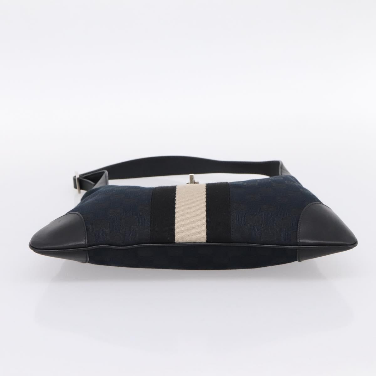 GUCCI GG Canvas Jackie Sherry Line Hand Bag Black Silver 001 4057 Auth mr2879A