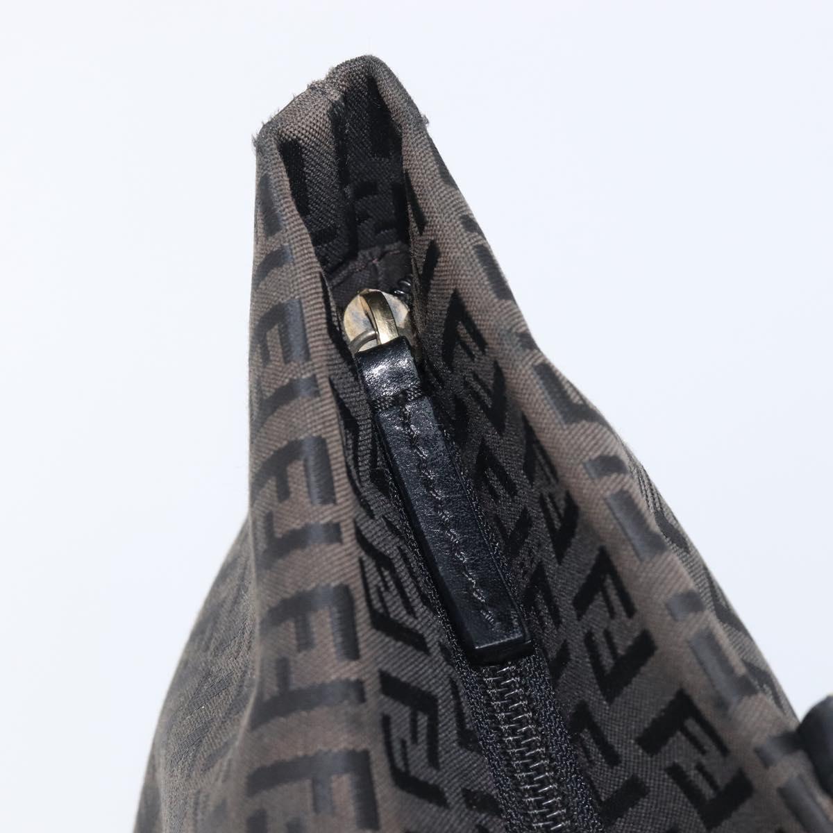 FENDI Zucchino Canvas Hand Bag Black Gold Auth mr2880A
