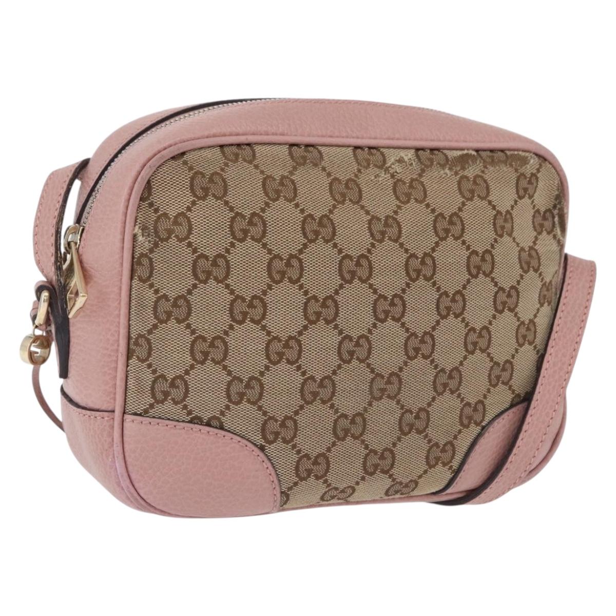 GUCCI GG Canvas Shoulder Bag Beige Gold 449413 Auth mr2883