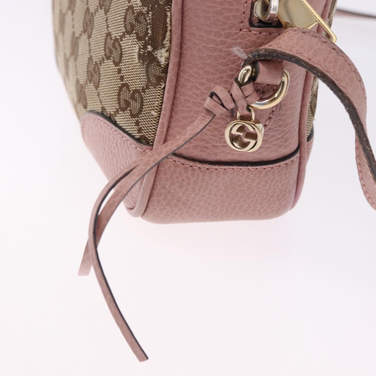 GUCCI GG Canvas Shoulder Bag Beige Gold 449413 Auth mr2883