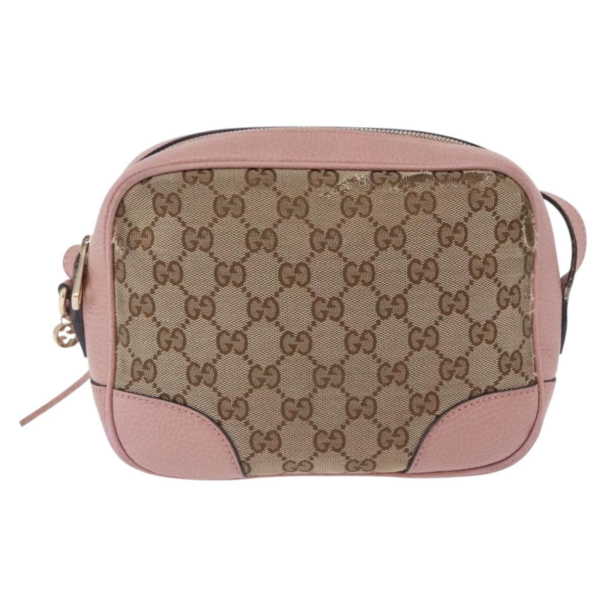 GUCCI GG Canvas Shoulder Bag Beige Gold 449413 Auth mr2883