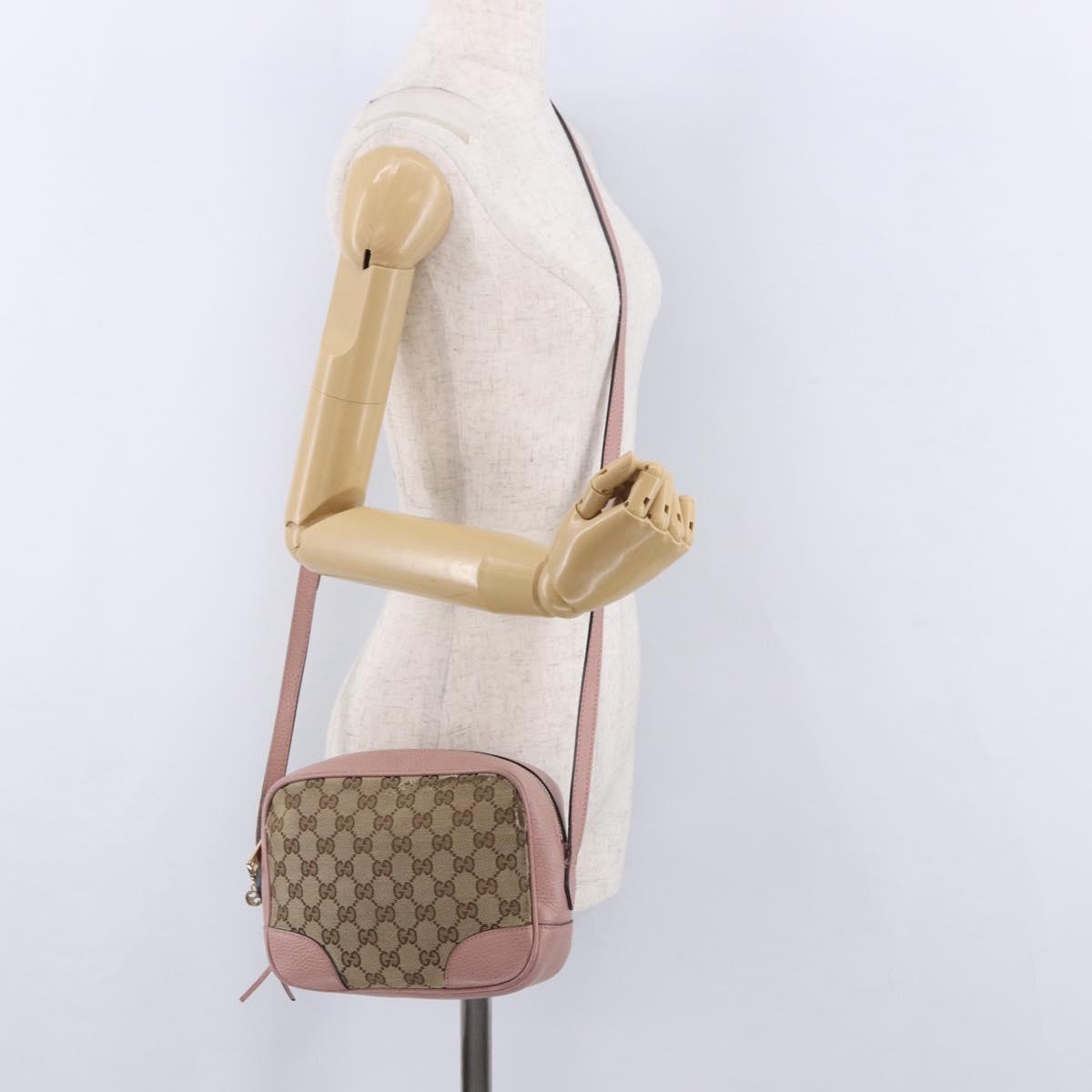 GUCCI GG Canvas Shoulder Bag Beige Gold 449413 Auth mr2883