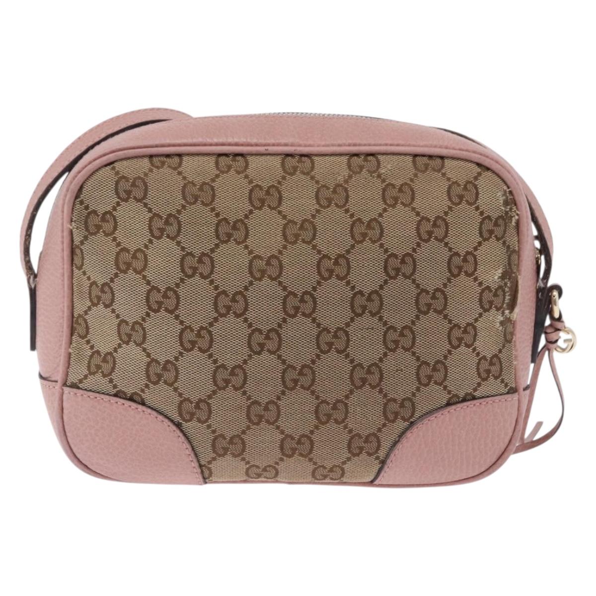 GUCCI GG Canvas Shoulder Bag Beige Gold 449413 Auth mr2883