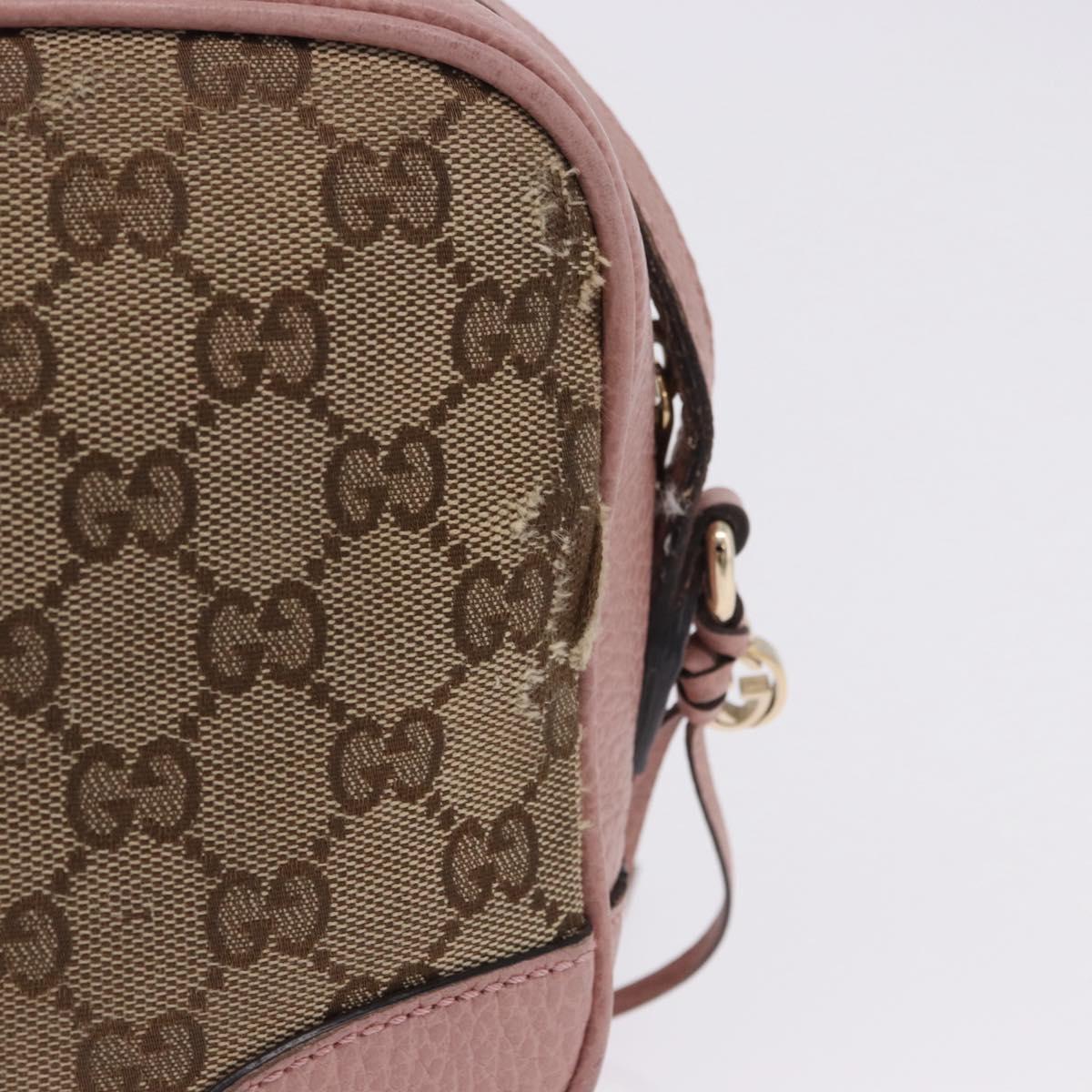 GUCCI GG Canvas Shoulder Bag Beige Gold 449413 Auth mr2883