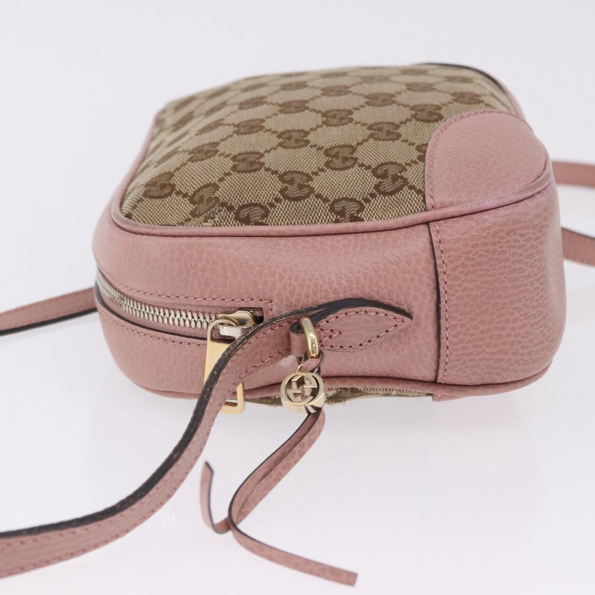 GUCCI GG Canvas Shoulder Bag Beige Gold 449413 Auth mr2883