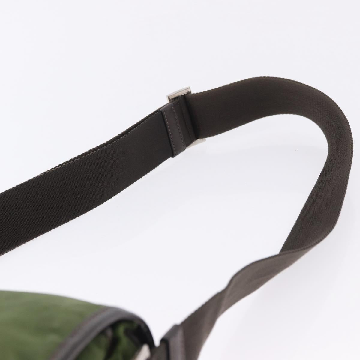 PRADA Shoulder Bag Nylon Khaki Silver Auth mr2884