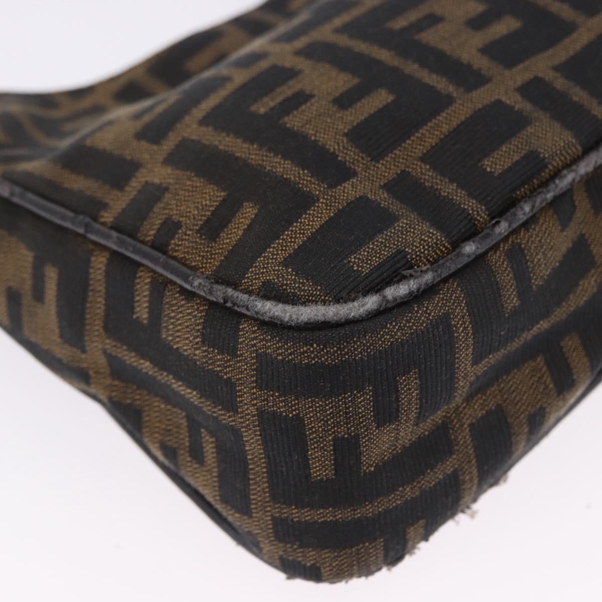 FENDI Zucca Canvas Hand Bag Black Brown Auth mr2886A