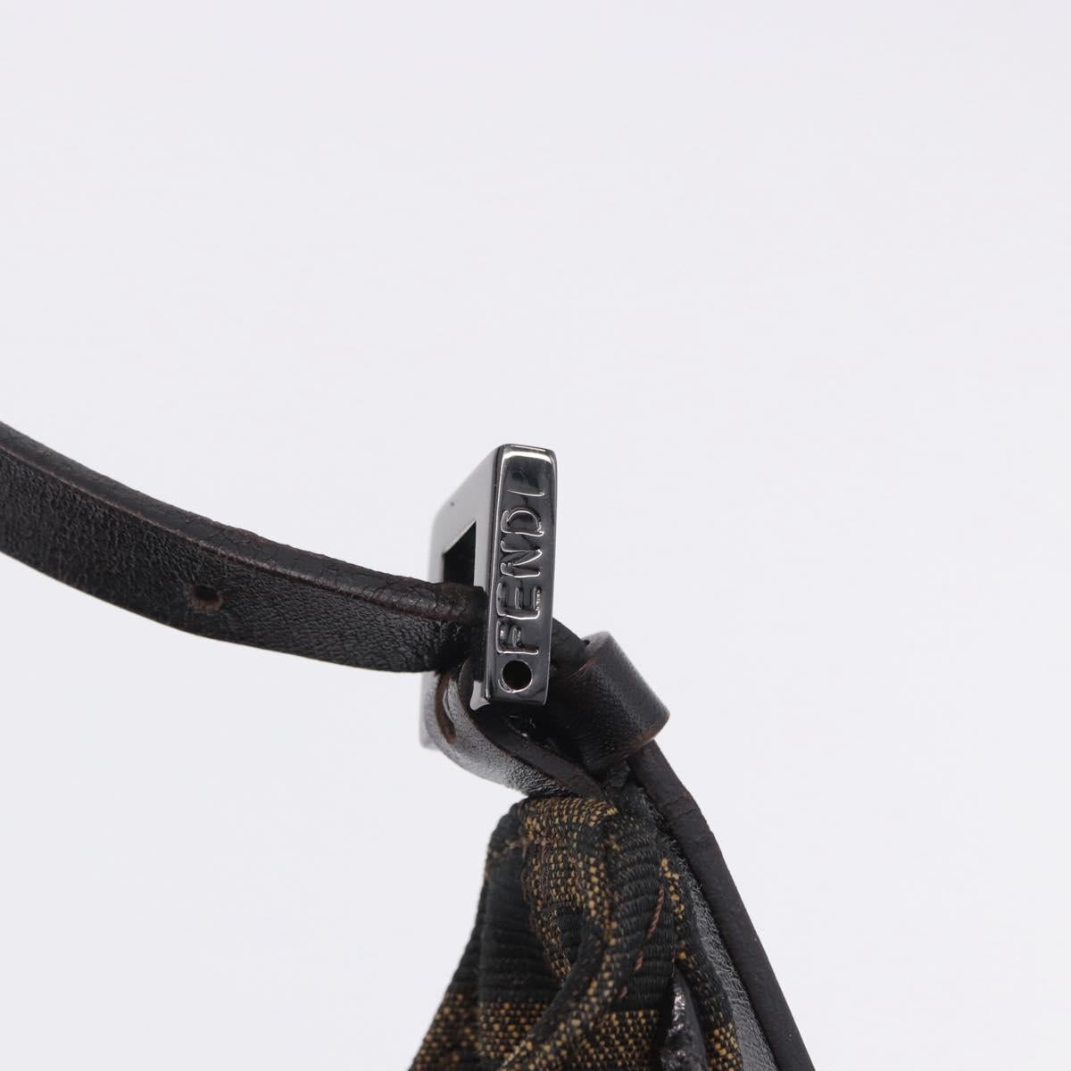 FENDI Zucca Canvas Hand Bag Black Brown Auth mr2886A